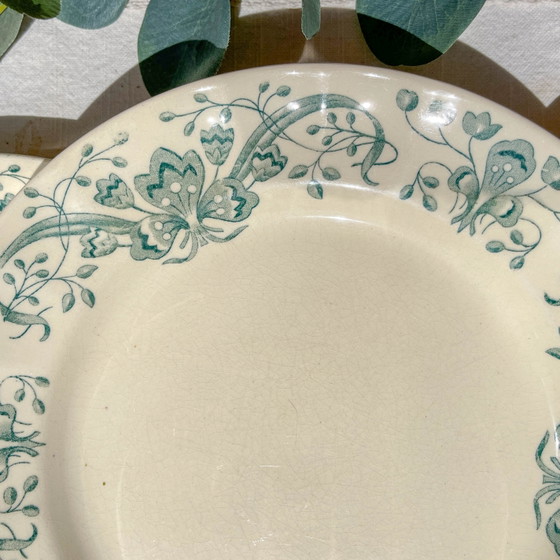Set of 6 Antique Ironstone Dinner Plates "Figuig" – Longchamp, 19th Century – Crockery (photo 7 of 11)