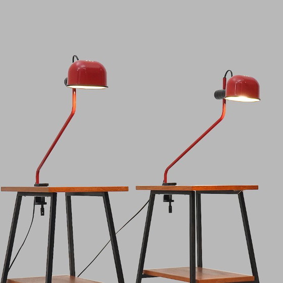 Image 1 of Lampada a morsetto in metallo rosso Fabbian, anni '80 - 2 disponibili