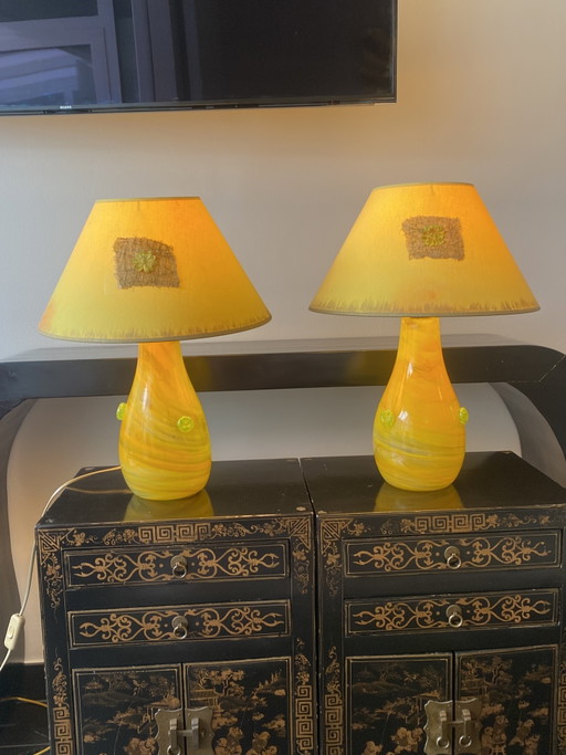 Pair of Murano Vintage 90s/2000s blown glass lamps
