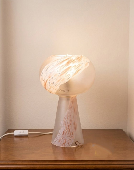 Image 1 of MURANO Vintage Pink Swirl Glass Table Lamp - Mid-Century - Made in Italy - Perfect