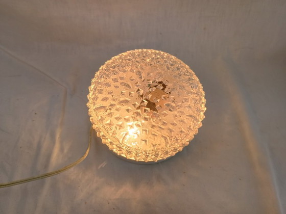 Image 1 of Vintage RZB Bubble Glass Ceiling Light 1970s - Industrial Wall Sconce Flush Mount German Design Opaline Textured Diffuser