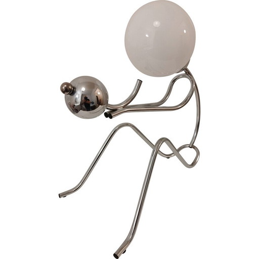 Vintage British chrome metal table lamp, 1980s