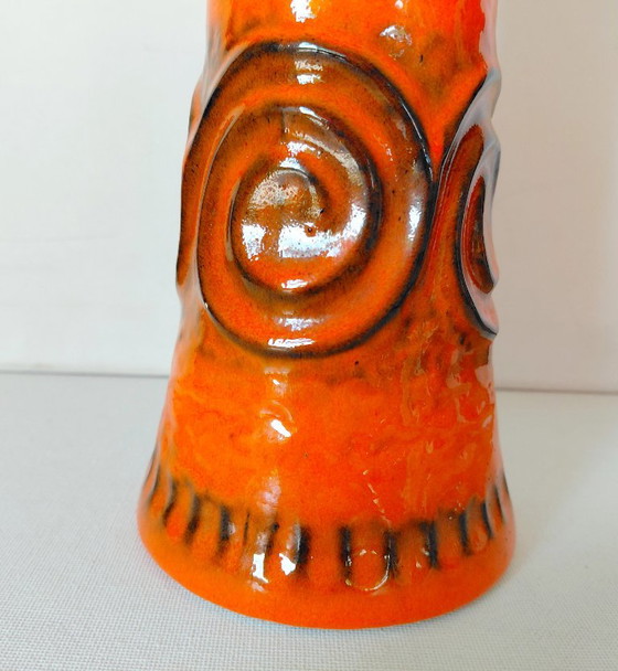 Vintage Jasba Keramik Vase, With Spiral Relief WGP 1970s – Ceramic (photo 3 of 13)