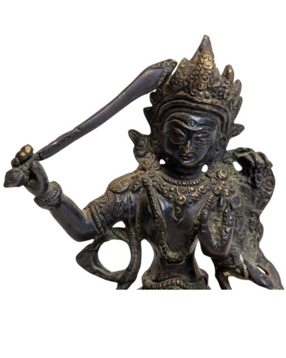 Image 1 of Manjushri antique en bronze tibétain – XIXe siècle