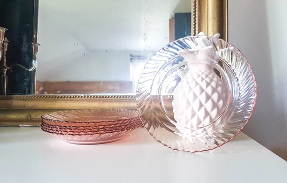 6 Piatti Fondi in Vetro Rosa Luminarc Rosaline Modello Depressione – Stoviglie, Glass, Vintage (photo 2 of 10)