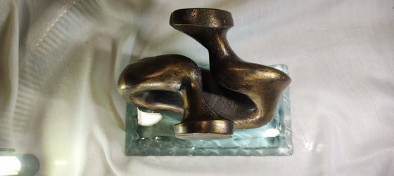 Image 1 of Modernist Abstract Bronze Sculpture "Bass Tuba"