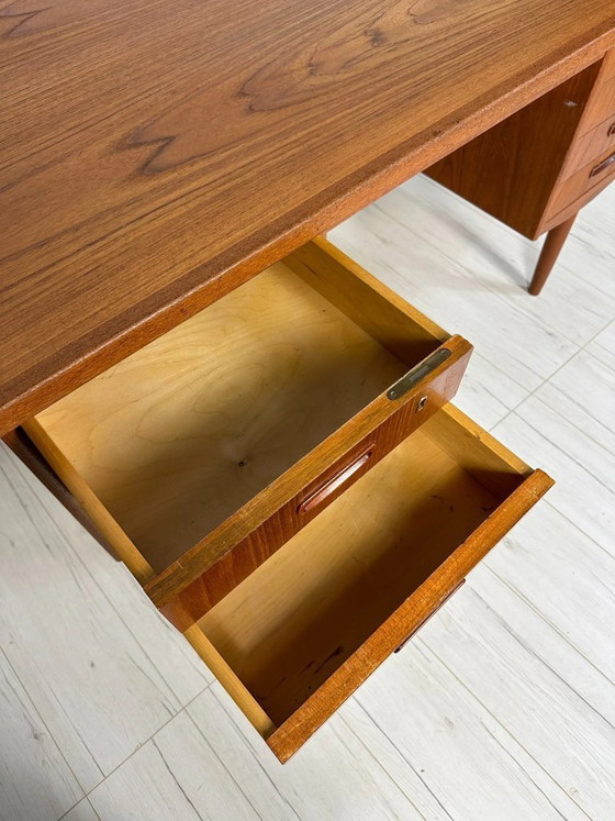 Image 1 of Vintage Danish Teak Writing Desk, Minimalist Mid-Century Modern Design, 1960s