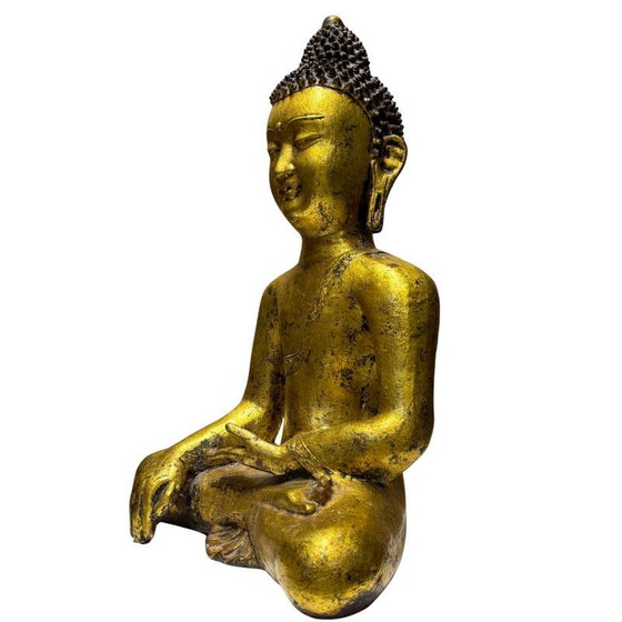 Antico Buddha Cinese in Ghisa Dorata – XVIII/XIX Secolo – Bhumisparsha Mudra – Fusione di Qualità Museale (photo 9 of 10)