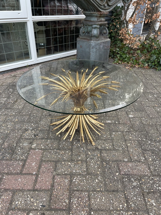 Image 1 of Vergulde Korenschoof Koffie Tafel, Jaren 60