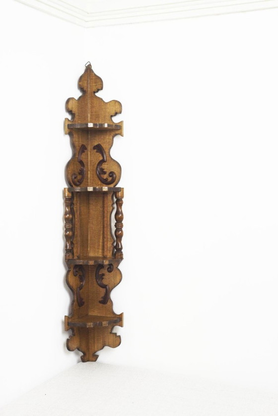 Scaffale Angolare Vintage da Parete Legno Barocco Curio Etagère Ornato Sospeso Display – Armadi a muro, Wood (photo 5 of 10)