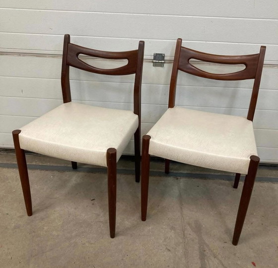 Image 1 of Set di sedie da pranzo vintage di design danese/olandese - anni '60 in teak/similpelle bianco sporco