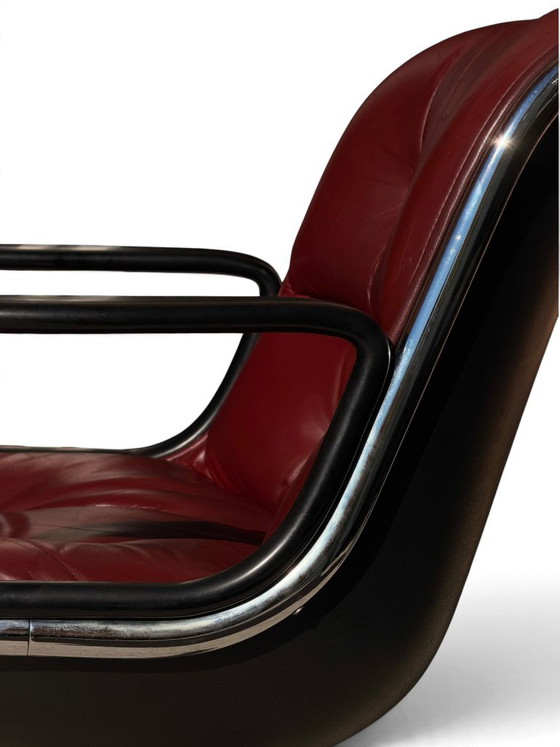 Poltrona Executive Charles Pollock Knoll in pelle bordeaux, base a 4 razze – Poltrone, Cromo (photo 8 of 10)