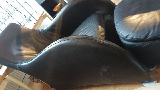 Image 1 of Montis Loge Sessel und Hocker, schwarzes Leder