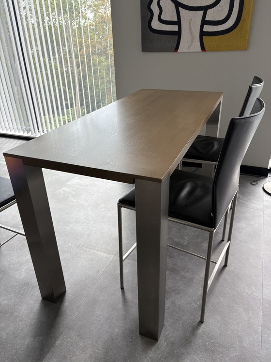4x KFF Chaises de salle à manger/tabourets de bar en cuir et table de bar/salle à manger Joop van Arnhem (photo 4 of 5)