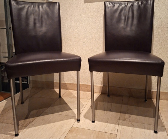 4 Bert Plantagie dining chairs – Leather, Metal (photo 4 of 6)