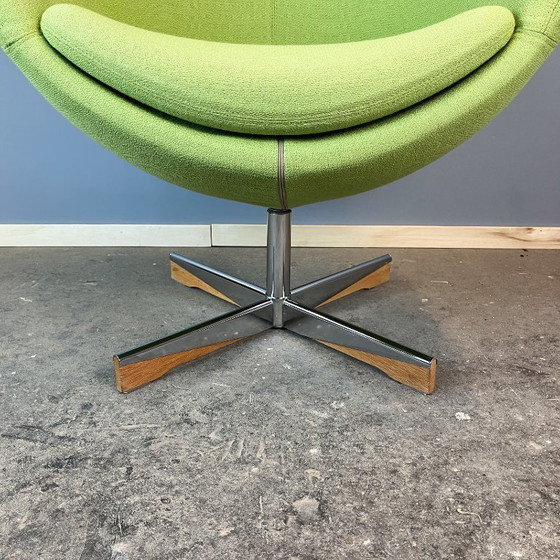 Image 1 of Midcentury lounge chair "Planet" by Stokke, chrome and lime green fabric upholstery