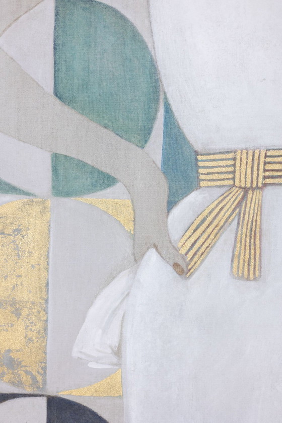 Image 1 of Toile Peinte Représentant Une Élégante Années 1950. Contemporain.