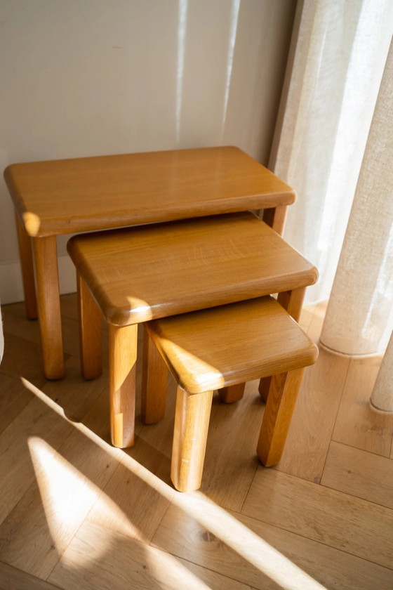 Image 1 of Vintage brutalist 60s/70s oak nesting tables
