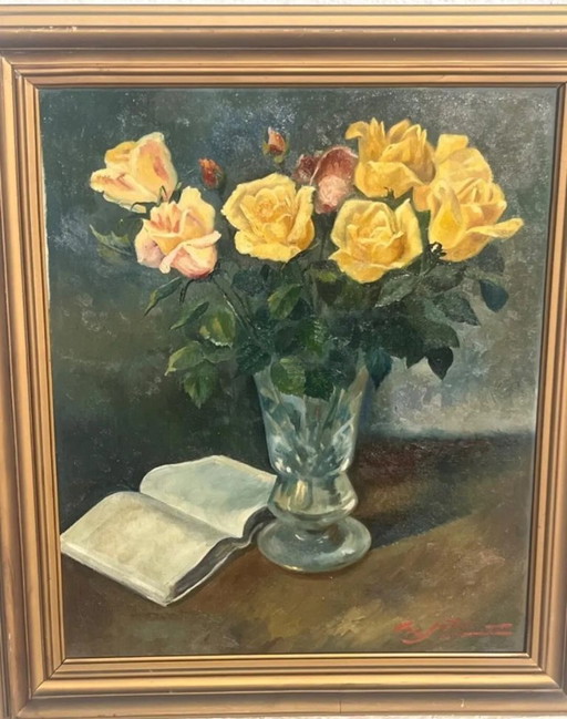 Bloemen & Poëzieboek Stillevenschilderij