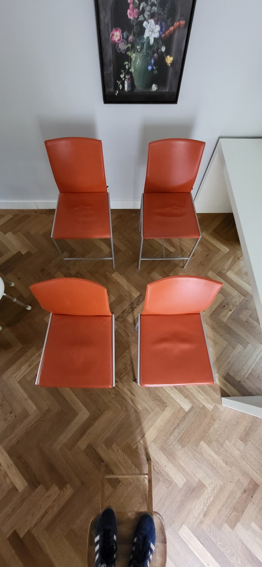 4 tabourets de bar orange KFF (Karl-Friedrich Förster)
