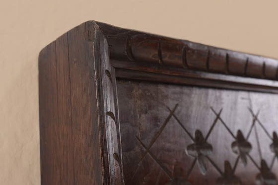 Image 1 of Grande pannello murale in quercia intagliato in stile neogotico portoghese, anni '50 del XIX secolo