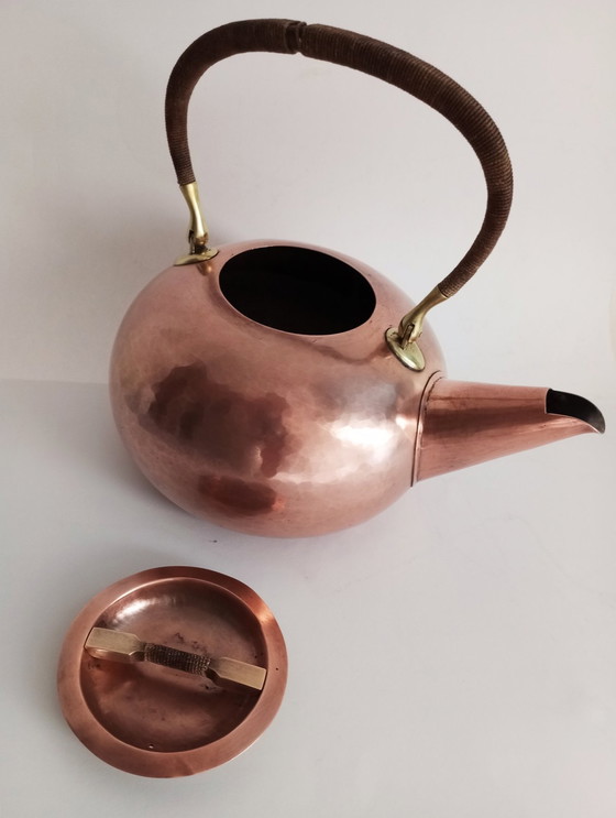 Image 1 of Werkstatte Carl Auböck Brass & Copper Modernist/Bauhaus Teapot Vienna 1950S