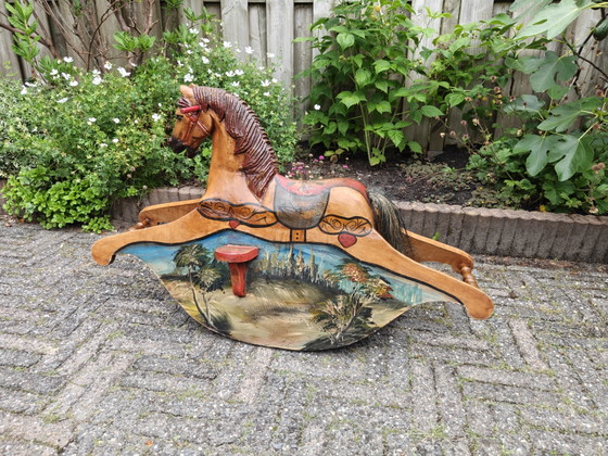 Image 1 of Vintage Scandinavian Wooden Rocking Horse