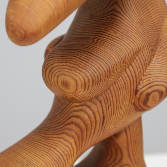 Image 1 of Hand-Carved Organic Sculpture in Solid Pinewood, 1977