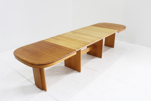 Vintage Deense grote ovalen uitschuifbare eettafel XL