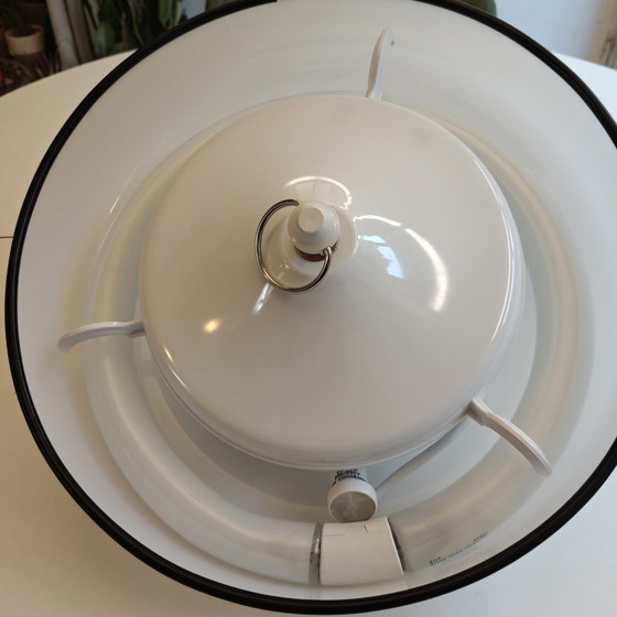 Image 1 of Suspension vintage style ère spatiale – Luminaire suspendu sculptural blanc – Années 1970