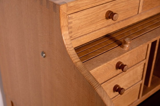 Image 1 of Andreas Hansen Rolltop-Schreibtischsekretär aus Eiche, Dänemark, 1970er Jahre