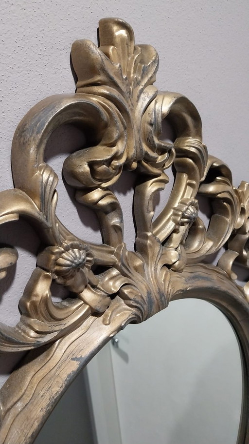Miroir ovale baroque doré antique 58 x 84 cm, cadre décoratif