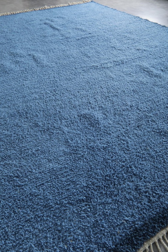 Image 1 of Tappeto Beni Ourain blu - Tappeto marocchino - Tappeto blu tinta unita - 230x140