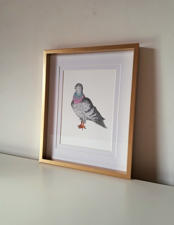 Image 1 of Watercolor painting dove | Original including frame