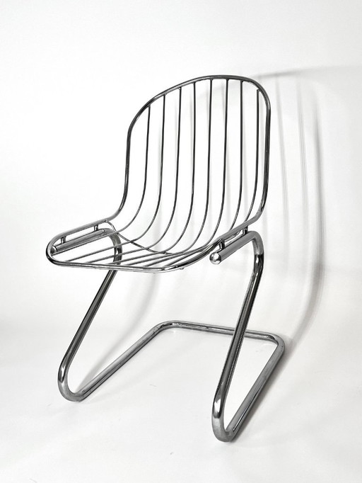 1/2 sedie da pranzo vintage in metallo con cuscini in velluto marrone, Italia, 1970