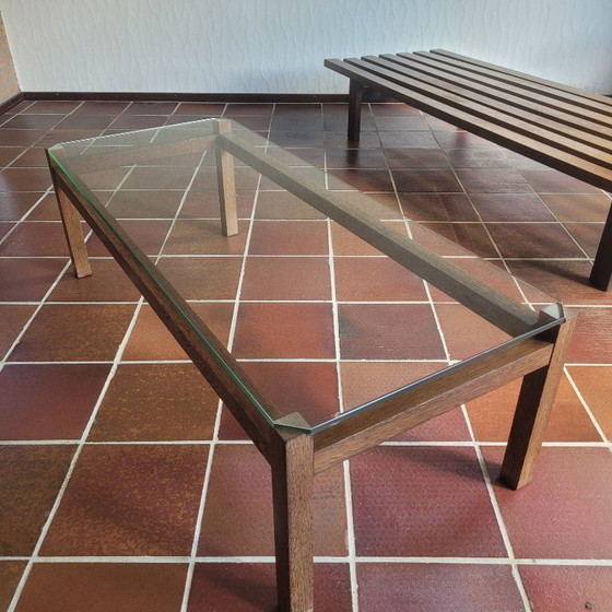 Image 1 of 1960s Wenge Design Set | Slatted Sofa and Coffee Table
