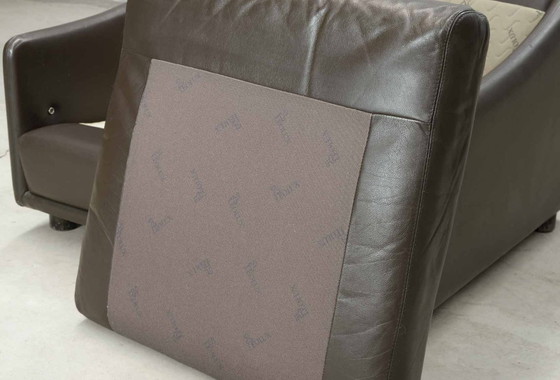 Image 1 of Cómodo sofá Leolux de dos plazas de cuero marrón chocolate, diseño de mediados de siglo. Países Bajos, década de 1970.