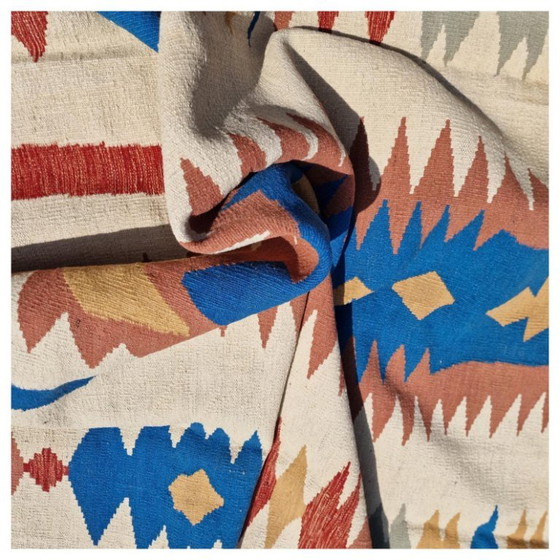 Vintage Turks Kilim tapijt | Handgeweven wol | Anatolisch design | 252 × 353 cm (99 × 139 inch) (photo 11 of 12)