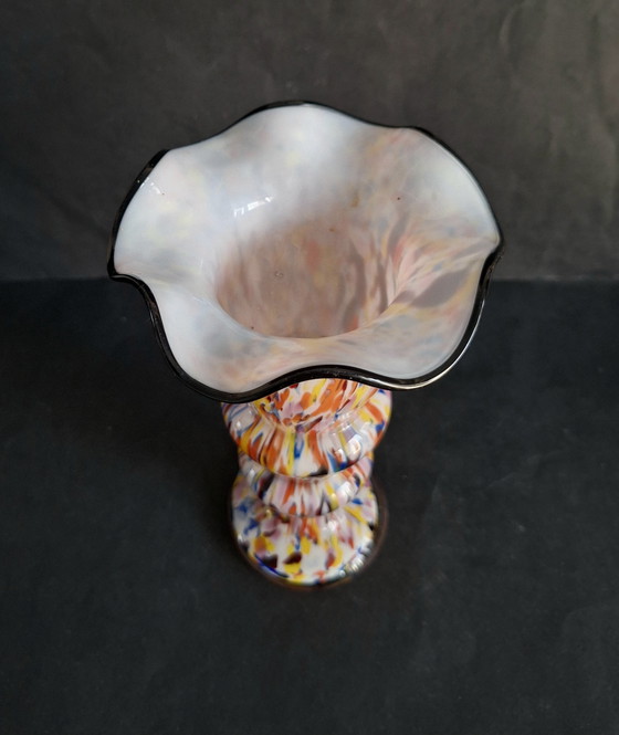 Image 1 of Vaas de vidrio salpicado Art Déco de Murano