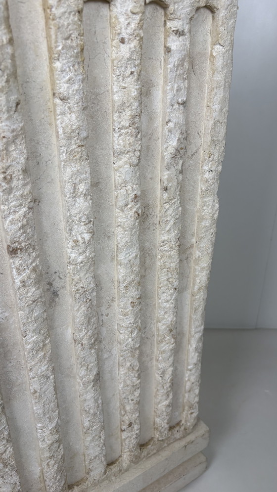 Image 1 of Vintage large Roman column / pillar beige cream plant table