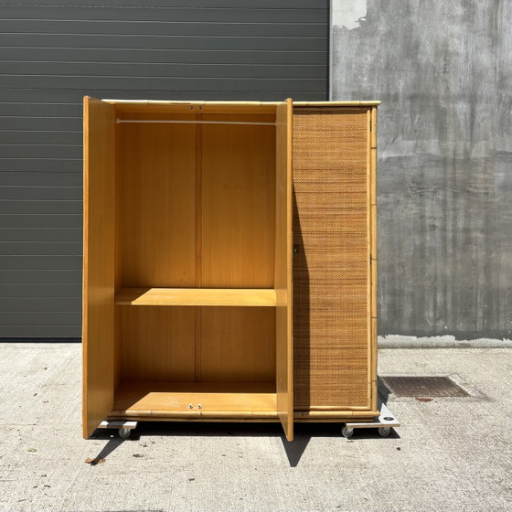 Image 1 of Armoire Dal Vera en bambou et rotin – Italie, années 1970