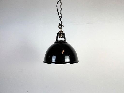 Vintage industriële zwart geverfde hanglamp, jaren 2000