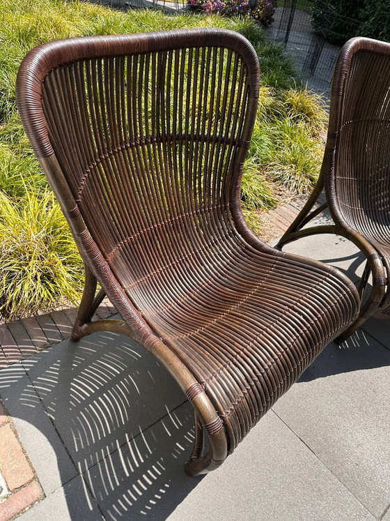 Image 1 of Unique set of 2 Yuzuru Yamakawa 'Funky' (CL-170) rattan design armchairs