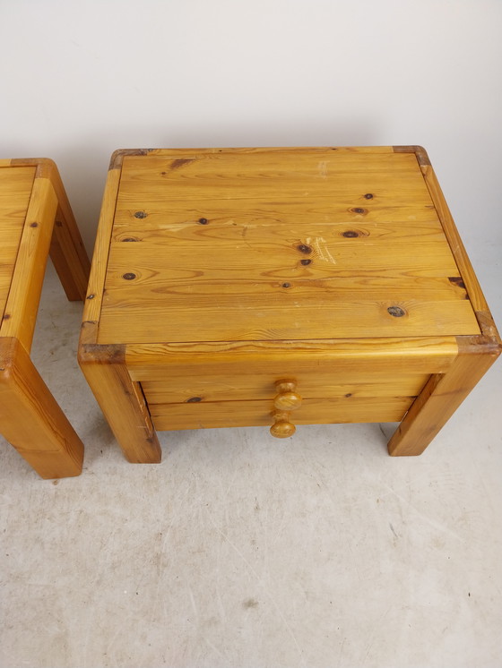 Image 1 of 1 x Set Nachtkastjes/Tafeltjes 1960's Zweeds Grenen