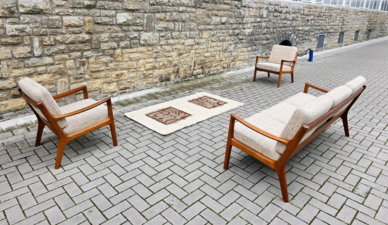 Image 1 of Set di sedute Ole Wanscher France and Son, divano e poltrona vintage anni '60 '70, stile Mid Century.