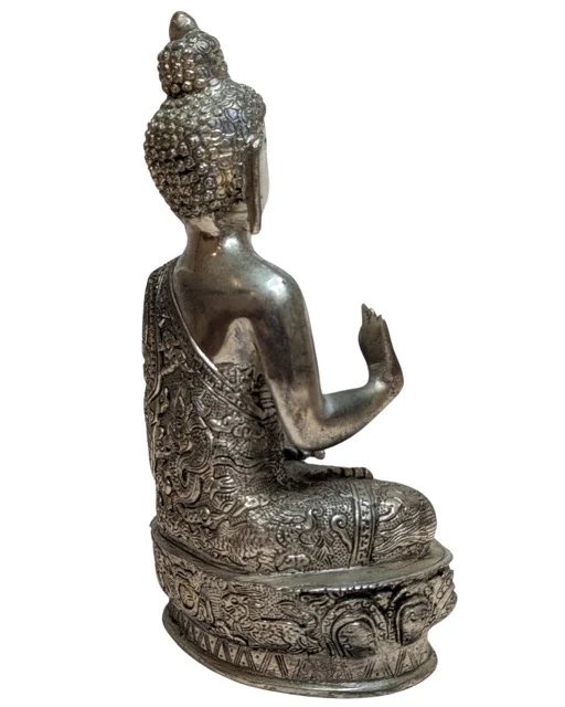 Buda nepalí de aleación de cobre plateada Abhaya mudra – Esculturas (photo 4 of 19)