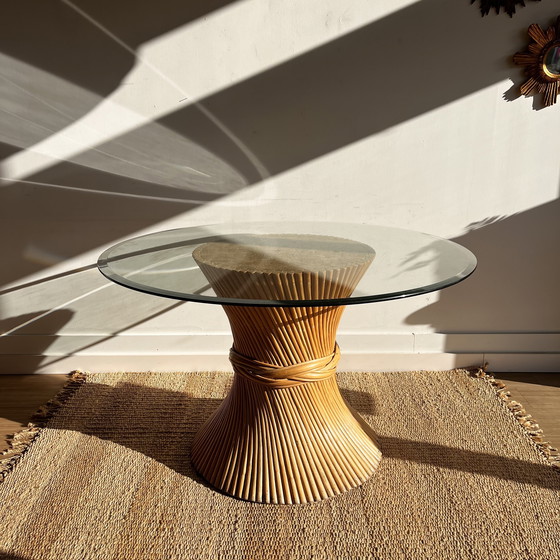 Image 1 of Verlichte spiegel ‘Iced-glass’ Hillebrand-stijl Mid Century