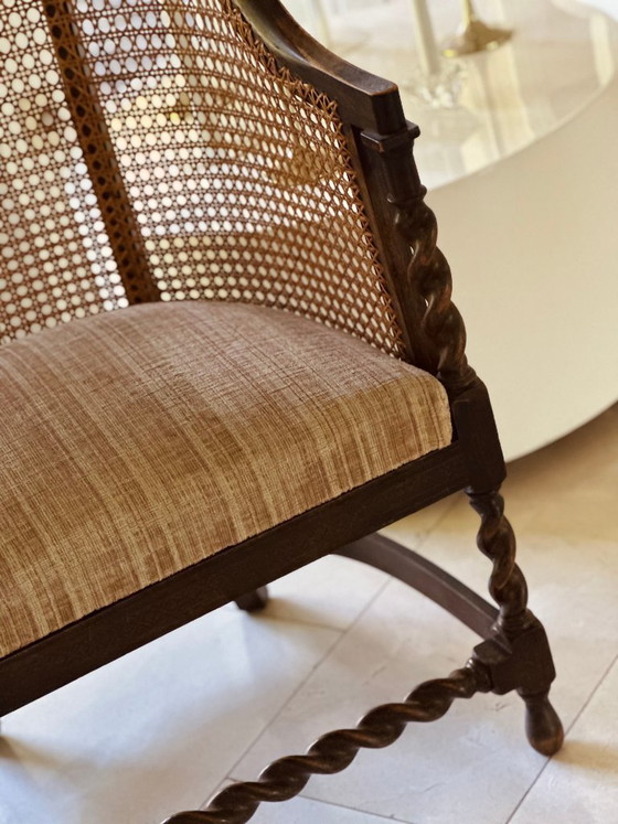 Image 1 of Poltrona bergère con struttura a rete, sedia da ufficio antica
