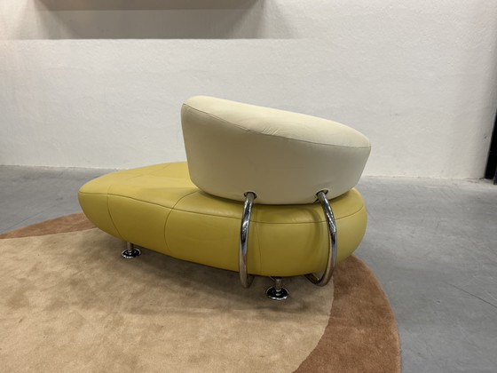 Image 1 of Leolux Kikko Chaise Longue Fauteuil Geel groen Creme 