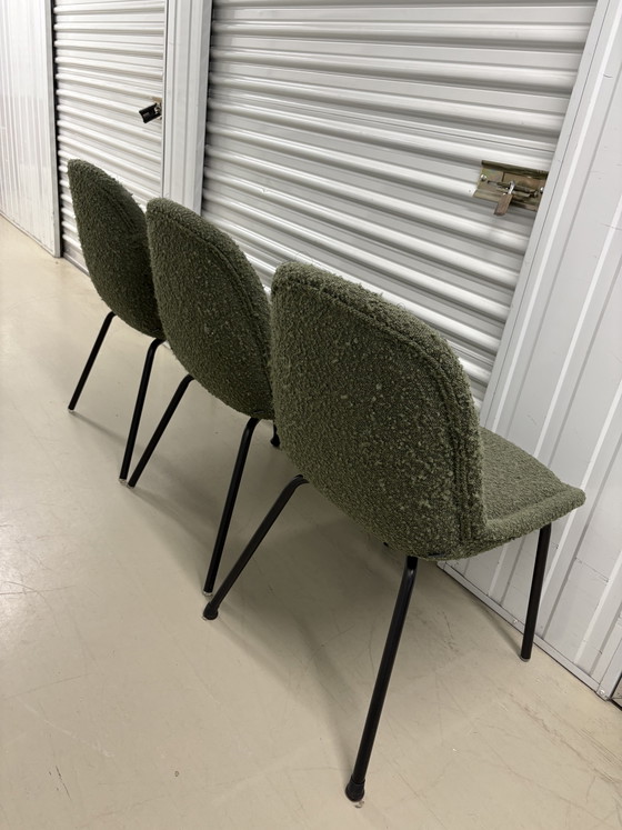 Image 1 of 3x Kave Home green boucle dining chairs